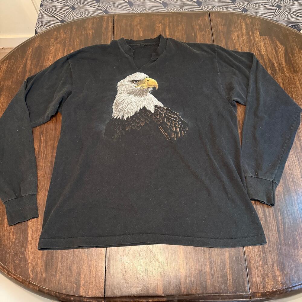 vintage mens Fletchers wildlife 1997 eagle nature long sleeve t-shirt XL biker